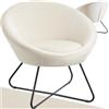 TecTake® Poltrona Rotonda Imbottita, Stile Scandinavo, Comoda Sedia da Salotto con Schienale Continuo, Piedini Antiscivolo per Pavimenti, Struttura Verniciata a Polvere - Effetto Velluto Beige