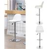 TUITUI Set di 4 Sgabelli Cucina Moderni, Sgabello Polipropilene con Cuscino in Similpelle PU, Sgabello Penisola Cucina con Schienale e Poggiapiedi, Sgabello Bar Alto Regolabile in Altezza 55-75 cm (Bianco)