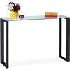 Relaxdays Consolle Ingresso, Tavolo Stretto, Tavolino Corridoio, in Vetro e Metallo, HLP: 75x110x35cm, da Salotto, Nero, 1 pz