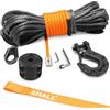 SHALL Cinghie e corde di traino, Corda sintetica per verricello lunga 1/4 X 50 ft (7,6 mm X 15 m), 5 ton (10.000 lb), con copertura protettiva, gancio per verricello forgiato e cinghia di sicurezza