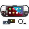 KTTCORLP Linux Autoradio per Fiat 500 2007-2015 Carplay Android Auto Bluetooth 5.0, Autoradio Fiat 500 da 7 pollici con touchscreen/FM/AM/USB/DPS/RDS/Mirror Link-Nero