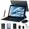 FORUSER Android 14 Tablet 10 Pollici in Offerta Octa-Core 2.0 GHz, 5G WiFi 6/BT5.0, 36GB RAM+128GB ROM(TF 1TB), Dual Camera 8000mAh, Con Tastiera, Penna, Mouse - Grigio