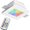 Planetitaly Faretto quadrato gesso vetro satinato incasso scomparsa LED 8W GU10 RGB RGBW luce colorata negozio bar vetrine 230V (6000K)