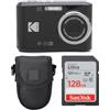 PHOTO4LESS Custodia per fotocamera digitale Kodak PIXPRO FZ45 (nero), custodia per fotocamera Point & Shoot, scheda di memoria SDXC Sandisk da 128 GB..