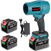 ONEVAN Ventola turbo, batteria con 2 batterie da 6000 mAh, spazzaneve senza spazzole, 28000 giri/min, soffiatore elettrico per soffiare foglie, neve, polvere, soffiaggio 1,2 kg