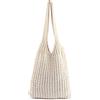 ENBEI Borse a tracolla da donna Borse a mano all'uncinetto grande borsa a tracolla tote bag estetico carino tote bag, bianco