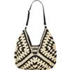 Halemet Borsa hobo in paglia da donna, vintage, borsa a tracolla per tutto, borsa da spiaggia, vacanze, lavoro, tutti i giorni, estate, Cinturino nero regolabile, Taglia unica