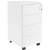 LVSTEEL Cassettiera con cassetti, armadietto mobile sotto scrivania, con chiusura a chiave, 4 cassetti, 4 chiavi, preassemblato, ufficio, casa, bianco