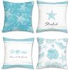 COZZSNUGE Federe Cuscini Costiero Estate Stella Marina Conchiglia Corallo Vellutato Federe Cuscino Decorativi per Divano Letto Casa Patio 45 x 45 cm Set di 4