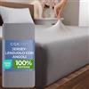CGK Unlimited Lenzuolo con angoli 140x200 cm - Lenzuolo in jersey elasticizzato 100% cotone, certificato Oeko-TEX, premium, morbido, coprimaterasso in jersey per materassi a molle fino a 30 cm - Grigio scuro