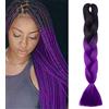 SEGO Treccine Africane Afro Extension Capelli Sintetici Intrecciati per Treccia Finta Braids Hair Trecce Lunghe 60cm 1 Ciocca Crochet 100g - Nero mix Viola