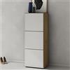 doporro Scarpiera Ingresso Slim Salvaspazio, Mobile Porta Scarpe Verticale con 3 Ante e 6 Ripiani, in Legno Marrone Chiaro e Bianco Opaco, 45x36x120 cm, per Corridoio o Camera da Letto