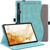 FINTIE Custodia per Samsung Galaxy Tab S7 FE 2021 / S7 Plus 2020 / S8 Plus 2022/12,4 pollici Tablet con S Pen, visualizzazione multi-angolo supporto cover con tasca, auto sleep wake, denim turchese