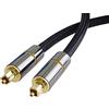 PremiumCord Cavo audio ottico Toslink 3 m, diametro esterno: 7 mm, Toslink Plug on, cavo digitale per impianto stereo HiFi Soundable TV, HQ Audio, design in metallo + nylon, colore: nero, oro