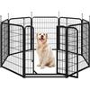 Yaheetech Recinto per Cani Cuccioli Conigli Gatti Animali da Interno e Esterno Giardino Rete Recinzione Ferro 8 pz 65 x 80 cm Pieghevole e Portatile
