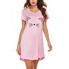 MAXMODA Camicia da Notte da Donna Divertente Camicia da Notte a Maniche Corte da Notte Estiva da Notte Rosa XXL