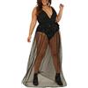 Mikihat Gonna Lunga in Tulle Donna, Gonna Glitter Trasparente XL, Gonna Pareo Rete Nero, Cosplay Gotico Gonna Donna per Halloween, Natale, Matrimonio, Festa Serale, Cocktail Party