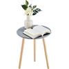 APICIZON Tavolino rotondo Ø 42 cm, altezza 51 cm, divano con gambe in legno massiccio, stile scandinavo, comodino in legno per soggiorno, camera da letto, colore: naturale/grigio