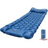 EULANT Materassino Campeggio Autogonfiabile,Impermeabile Materasso Singolo Gonfiabile con Cuscino per Tenda Brevi Viaggi Pesca Spiaggia Trekking Auto,Ultraleggero & con Built-in Pompa Piede,Blu Reale