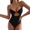 Generico Costume Intero A Fascia Monokini Donna Mare Costume da Bagno Bikini con Elastico in Vita, Colore, con Tracolla a Catena da Donna (Black, L)