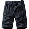 Mylldey Pantaloncini cargo da uomo in cotone elastico in vita pantaloncini casual da trekking all'aperto con tasche multiple, Nero mimetico., 3XL