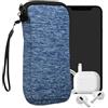 kwmobile Custodia in Neoprene con Zip per Smartphone XL - 6,7/6,8 - Astuccio Portacellulare a Sacchetto con Cerniera - Borsa in celeste scuro/blu chiaro