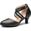 SWDZM Scarpe da Ballo Punta Chiusa Donna Latino Standard Tango Practice Scarpe da Carattere Danza,Nero,EU 36