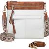 RAVUO Borsa a Tracolla Donna, Vintage Borse Donna in Pu Pelle Elegante Borsa a Spalla da Ragazze con con Tasche Multiple Borsa a Mano per Viaggio Lavoro,Bianca