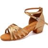 SWDZM Scarpe da Ballo Latino Americano Bambina Standard Salsa Ballroom Tacco 3 cm,Beige,EU 36