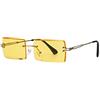 tigratigro] Occhiali da sole per donna, moda antiriflesso rettangolari senza montatura Occhiali da sole quadrati (yellow)
