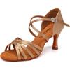 SWDZM Scarpe da Ballo Latino Americano Donna Salsa e Bachata Donna Tacco 7,Beige,36EU