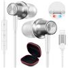 ASKUBSKU Cuffie USB C per Samsung A36 A56 A55 A35 5G Magnetico Stereo Auricolari Tipo C con Filo Cancellazione Rumore In Ear per iPhone 16e 15 Galaxy S24 FE S25 A54 A34 Pixel 9 8 OnePlus 13 Xiaomi Pad 7,Bianco