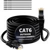 Mygatti 7.5 Metri CAT6 Cavo Ethernet per Esterno/Interno-Nero,cavo di rete Internet Gigabit,resistente,impermeabile,posa diretta,per fotocamera POE,cat 6 cavo patch LAN RJ45+25 fascette