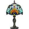 7CDXD Lampada Tiffany da Tavolo 8 Pollici Vintage Lampade Tiffany con Paralume in Vetro Colorato Artigianale e Base in Metallo per Decorare la Camera da Letto il Soggiorno lo Studio
