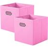 powerking Contenitore contenitore di stoccaggio in tessuto, 2 Pack pieghevole panno di stoccaggio Cube Organizer Cassetto con maniglia in metallo per armadio e giocattoli di stoccaggio, Rosa