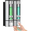HNCY Dispenser Sapone Bagno, 2x400ML Moderno Dispenser di Liquido, Erogatore Sapone Liquido da Parete, Per Bagno Cucina Hotel, per Lozioni, Gel Doccia Shampoo e Balsami ecc