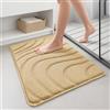VOUNOT® 2 Pezzi Tappeto Bagno Antiscivolo 40x60 cm, Tappetino Super Assorbente in Microfibra Extra Spesso Motivo Ondulato, Lavabile in Lavatrice, Soffice e Morbido, Beige