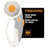 Fiskars, Taglierina rotante per tessuti da 60 mm, con impugnatura ergonomica con anello e manico comfort, in titanio, per materiali spessi, cambio lama facile e sicuro, per cucito e trapuntatura