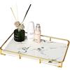 Dobbyby Vanity Tray Organizer per trucco Cosmetici Bagno Organizzatore per la cura della pelle Espositore da banco in cassettiera Mensola in acciaio inossidabile Stampa marmo Vassoio in ceramica