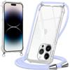 Oelrstfe Cover con Cordino per iPhone 14 Pro Max, Trasparente Silicone Custodia con Regolabile Collana Laccio Tracolla, Antigraffio Proteggere Case Corda per iPhone 14Pro Max, Viola