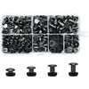 JJWNMLL Chicago - Set di 120 viti per rivetti Chicago, rivetti in metallo, riparazione di ricambio, per borse, collari, imbracature, bagagli, borsetta, guinzaglio per cani, zaino (nero brillante)