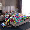 Loussiesd Set di lenzuola in stile graffiti con teschio, set di biancheria da letto per bambini ragazzi ragazze adolescenti hippie graffiti stile letto set art 4 pz matrimoniale formato