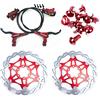 NYK Zoom, Set di freni a disco idraulici per mountain bike, anteriore e posteriore, con rotore disco flottante da 160 mm, viti di colore rosso