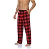 North Bund Pantaloni Pigiama Uomo Con Bottoni 100% Flanella di Cotone con Tasche Laterali Abbigliamento da Notte Pantaloni Tuta Lunghi Vestibilità Comoda Casa Relax Elasticizzati Scozzesi