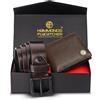 Hammonds Nuovo da Uomo Premium Confezione Regalo - Vera Pelle Portafoglio e Cintura Due