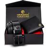 Hammonds Nuovo da Uomo Premium Confezione Regalo - Vera Pelle Portafoglio e Cintura Mix