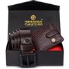 Hammonds Nuovo da Uomo Premium Confezione Regalo - Vera Pelle Portafoglio e Cintura Combo