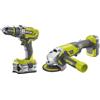 Ryobi Trapano a percussione a batteria RYOBI R18PDAG-242S + Smerigliatrice R18PDAG 18V 4Ah, 2 batterie + borsa morbida