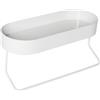 Honey Can Do Honey-Can-Do Mensola da bagno a parete con portasciugamani e vassoio ovale, bianco, acciaio, 4,5 kg