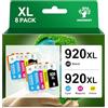 GREENSKY Cartucce 920XL Compatibile per HP 920XL per Cartucce HP 920 XL Multipack per Stampante HP Officejet 6500A 6500 7500A 7500 7000 6000 (2 Nero 2 Ciano 2 Magenta 2 Giallo)